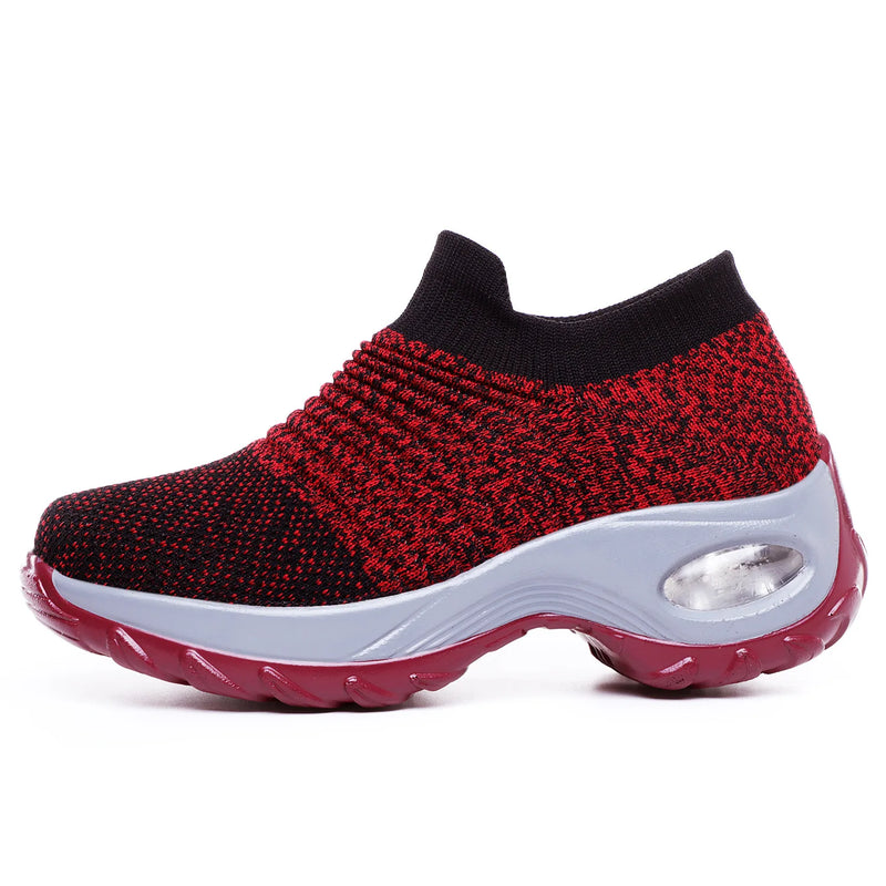 Tênis casual feminino, tênis de corrida, almofada respirável, tênis preto, malha conforto, estudante, moda, verão