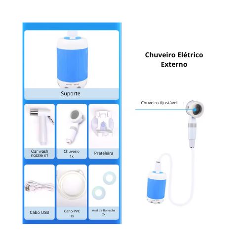 Chuveiro Portátil - Fluxo Ajustável